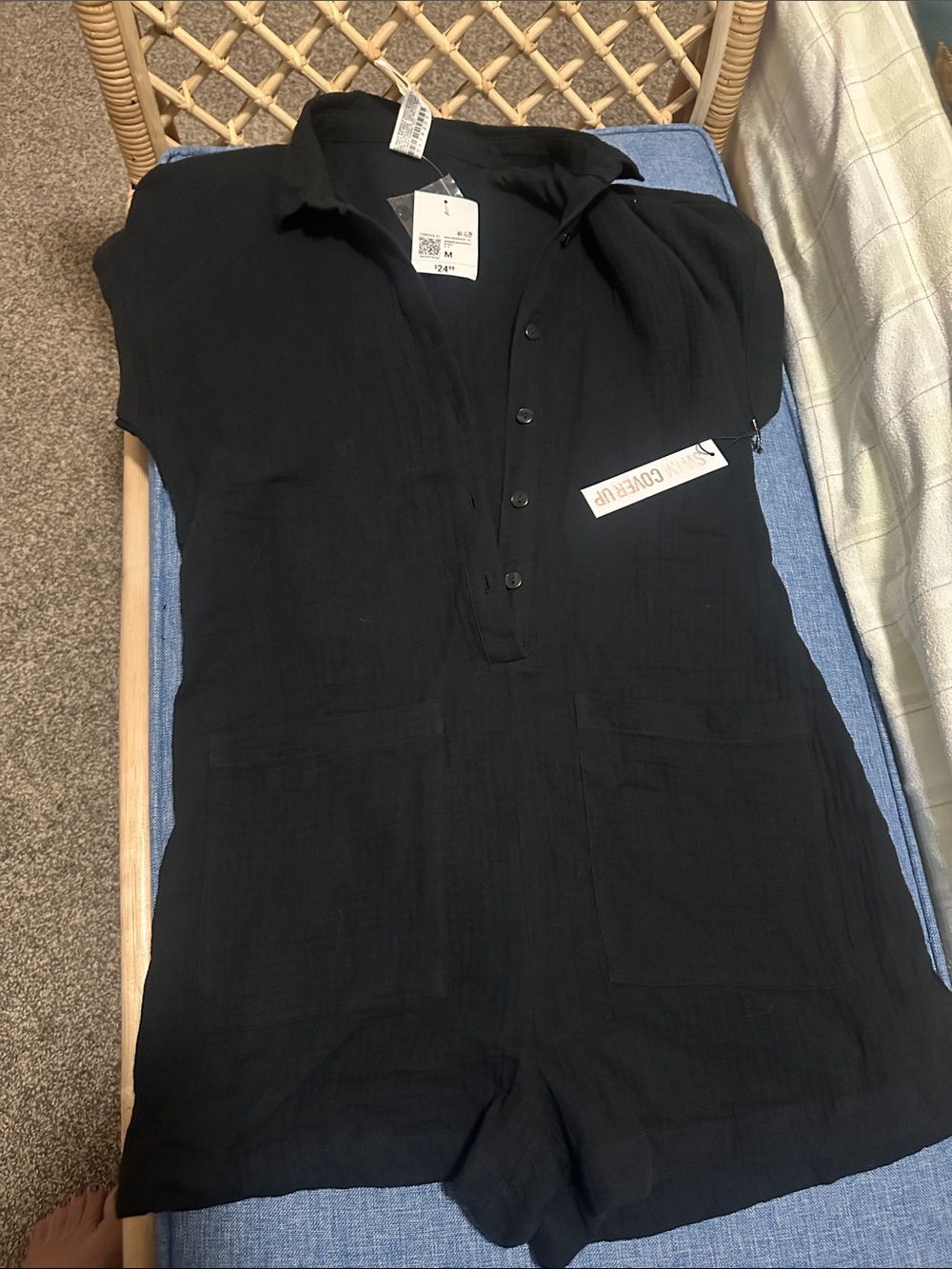 Forever 21 Black Short-Sleeve Romper Jumpsuit